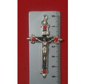 Crucifixo Metal e Madeira Cravejado